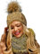 4sold Damen Strick-Mütze Gefüttert mit Faux Fell-Bommel Set Mütze & Schal Alpaka Wolle Bommelmütze Kiesel Bommel Pompon - Set Mustard