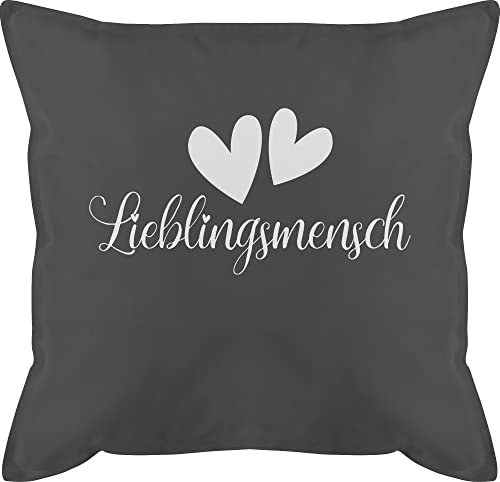 Kissen 50x50 - Valentinstag Partner Ideen - Lieblingsmensch - 50 x 50 cm - Grau - partnerkissen pärchen geschenke walentinstag paare motivkissen partnerpillow jahrestag geschenk fuer ihn liebe