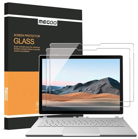 MEGOO [2 Stück] Surface Book 3/2/1 Displayschutzfolie, gehärtetes Glas/einfache Installation/blasenfrei -13,5 Zoll