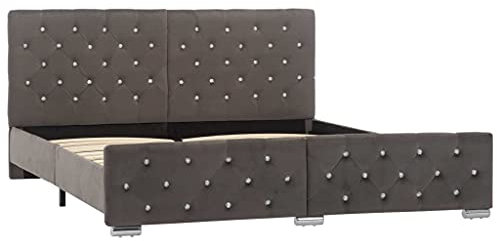 vidaXL Polsterbett Klassisch Bett Doppelbett Stoffbett Ehebett Schlafzimmerbett Bettgestell Bettrahmen Lattenrost Grau Samt 160x200cm