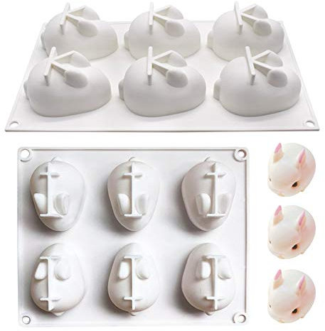 TheStriven 2 Stück 3D Hase Form Silikonform Ostern Hasen Silikonform Backformen Kuchen Dekorieren von Werkzeugen für Backform, Mousse Chiffon Gebäck Kuchen Schokoladenkuchen (Groß + Klein)