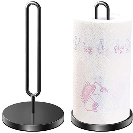 DDF iohEF - Portarotolo da cucina, in acciaio INOX (verticale) con base pesata, per piani di lavoro della cucina, tavoli e per il bagno