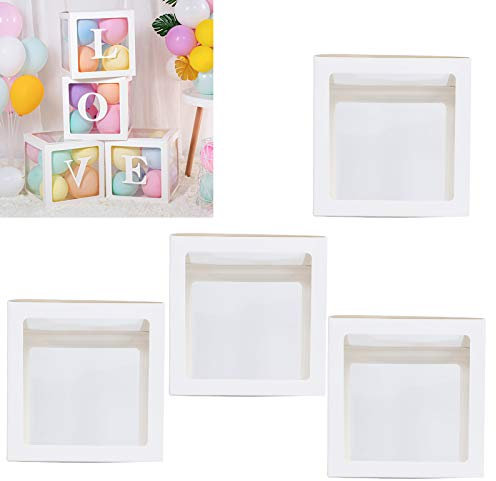 4 Stück Baby Ballon Boxen Transparente Luftballon Box Baby Shower Boxen Ballonblöcke Geburtstag Baby Box für Geschlecht enthüllen Partyjungen Mädchen(#1)