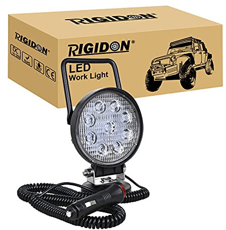 RIGIDON 1 Pcs Led arbeitsscheinwerfer mit magnetfuß, 12V 24V 4 Zoll 10cm 27W led flutstrahler, offroad beleuchtung für Auto SUV ATV, Traktor, LKW, 4x4, Boot,6000K led suchscheinwerfer, arbeitslicht