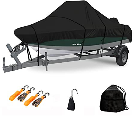 Mockins Housse de Bateau 600D de 6 m à 6 m x 254 cm en Polyester Oxford Robuste pour Bateaux de pêche, runabout, Basse | Bâche de Bateau très résistante, imperméable et résistante aux UV