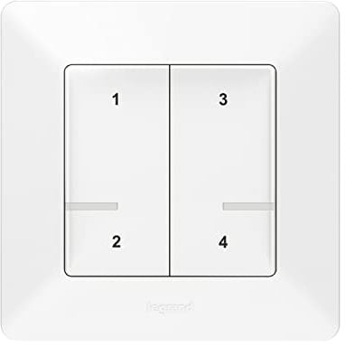 LEGRAND, Valena Life with Netatmo Interruttore scenario a 4 pulsanti, controllo radio, controllo locale o tramite app o assistente vocale (Alexa, Siri, ..), indicatore batteria LED, batteria inclusa,