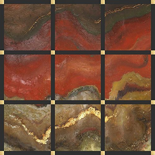 Art Toile tendue sur bois – Bar Underground I Pinto Patricia – Image abstraite carrée souterraine neuf patch tierra panneau rouge orange gol Fine Art Print 30_X_76_in