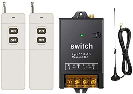 dstfuy 12v Funkschalter,4900FT Langstrecken,DC 12V/24V/48V/72V/40A Relais Drahtloser Schalter,fernbedienung relais für Wasserpumpe,Motor,Beleuchtung,Ventilatoren.(12V Fernbedienung)