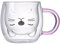 Blanketswarm Cute Cat Mugs Glass Double Wall,Cute Cat Tea Coffee Mug Cup with Handle for Birthday Valentines Day Gifts Home Office