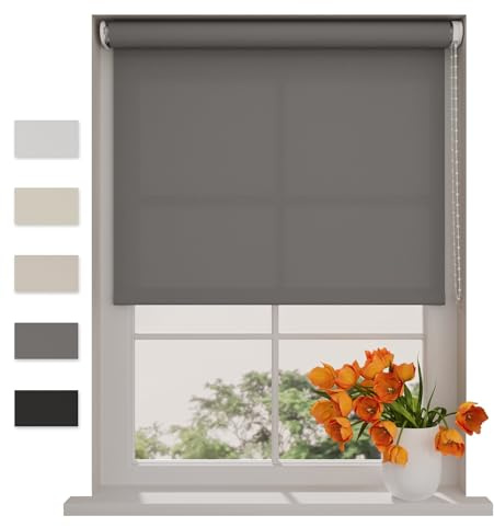 DTCH® Lichtdurchlässiges Rollo, grau, 80 x 190 cm | Für Fenster, Sichtschutz bei Tageslicht, Wand- Decken- oder Klemmfix-Montage, Breiten bis 240 cm, kindersicher, Kettenzug