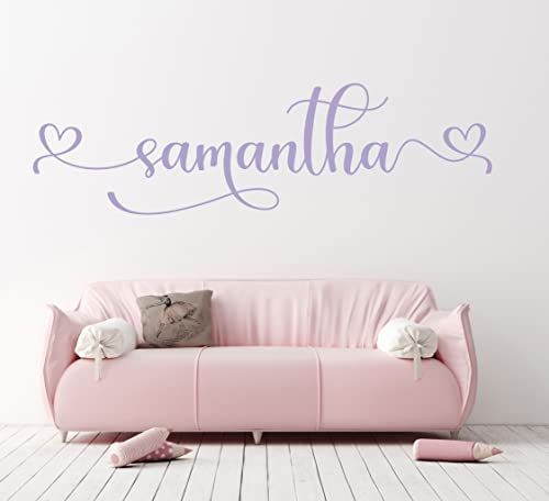 Name mit Herzen - 01 für Mädchen und Jungen Aufkleber Kinderzimmer Tür Wand Dekoration mit Größen und Farbauswahl