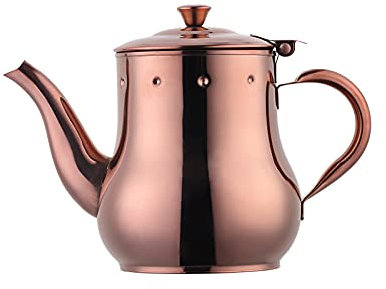 SUNSENGEUR Teekanne mit Teesieb, lose Teeblätter, 17 Unzen, Edelstahl-Teekanne, Kaffee, Wasser, kleiner Wasserkocher, Filterset, Roségold