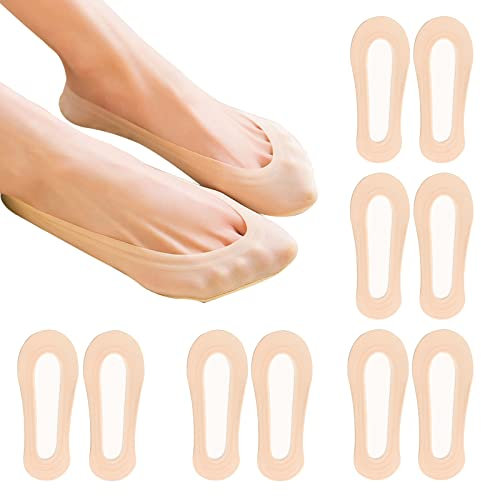 EQLEF 5 Paia Calzini Fantasmini Donna, Calzini a Taglio Basso Calzini Antiscivolo da Barca Calzini Ultra Invisibili per Tacchi Alti, Scarpe da Barca, Sneaker, Mocassini Taglia 3-6