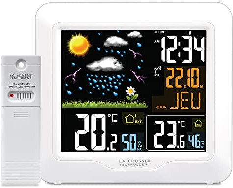 La Crosse Technology - WS6820 Station Météo radio-pilotée avec écran LCD coloré - Blanc