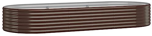 vidaXL Hochbeet, Wetterfestes Hochbeet für Garten Balkon Terrasse, Kräuterhochbeet zum Selber Bauen, Pflanzkasten aus Metall, Verzinkter Stahl Braun