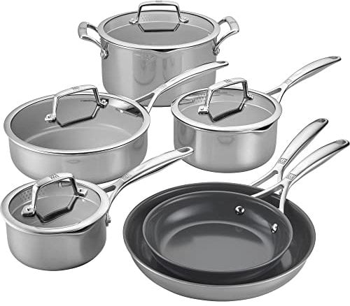 ZWILLING Energy Plus Kochgeschirr-Set, Edelstahl, Keramik, Antihaftbeschichtung, 10-teilig