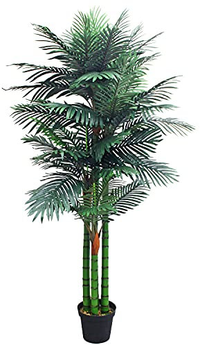 Decovego künstliche Arekapalme, Kunstpalme, 190 cm aus Kunststoff in Grün, Kunstpflanze für Wohn- & Büroräume, Allergikerfreundlich & Pflegeleicht