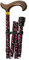 Béquille support en aluminium pliable, finition fleurs et poignée en bois, hauteur réglable 84-92 cm (602F)