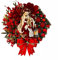 Zunedhys Corona de Navidad con luces, adornos para puerta delantera, decoración de pared, guirnalda artificial feliz