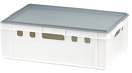 Logiplast E2 Kiste mit grauem Deckel 600 x 400 x 200 mm Fleischkiste Lagerkiste Metzgerkiste in weiß