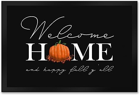 speecheese Welcome Home Kürbis Fußmatte XXL in 50x75 cm mit Spruch - and Happy Fall Y'all als Dekoration zum Herbst für Frauen Herbstfeeling Fußabtreter begrüßen Türmatte Zuhause dekorativ