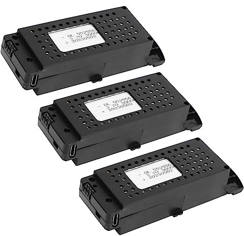 Batterie Lithium 3.7V 3000mAh pour Drone RC S6 G6, Batterie de Secours pour Drone télécommandé avec câble de Chargement 3 en 1, Batterie de Rechange pour Drone RC S6 G6