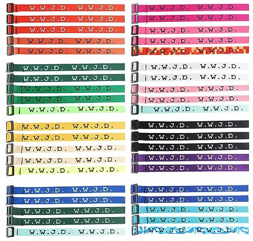 CASDAN 40 Stück W.W.J.D. Gurtband-Armbänder What Would Jesus Do, gewebte Armbänder, religiöse, christliche WWJD-Armbänder für Spendenaktionen, Einheitsgröße, Polyester, Kein Edelstein