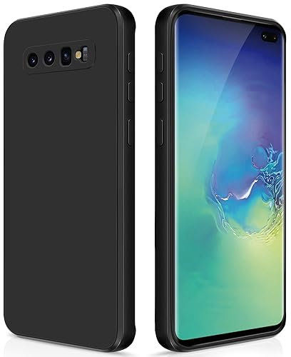 GiiYoon Coque pour Samsung Galaxy S10 Plus Case en Silicone, Etui de Protection Antichoc Etui Housse Silicone Ultra-Mince avec Couche Intérieure en Fibre et Protection pour Caméra, Noir