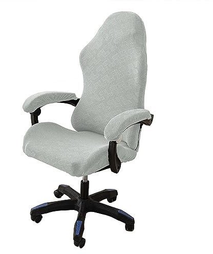 LIFEDX Housses de Chaise de Gaming de Jeu Extensible 4 pièces,Housse de Chaise de Bureau avec Accoudoirs/Dossier de Chaise,Housse de Fauteuil Rotatif - Grey