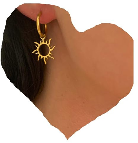 NataschaWoge® Edelstahl Sonne GOLD Huggie Creolen Ohrringe Schmuck für sie Geschenk Silber Damenschmuck Freundin (Silber)