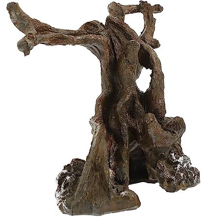 Didiseaon Lifelike Aquarium Tree Root Decor Brown Resin Ornament for Fish Tank Enhancement