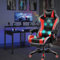 Silla gaming con luces LED y altavoces Silla de carreras de computadora con reposapiés y soporte lumbar Silla de oficina ergonómica RGB High Back con reposacabezas,Rojo
