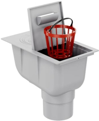 Senkrechter Regenrohrablauf Regenablauf Dachrinnenablauf Regensinkkasten Ø50-125 mm x DN110 (Grau)