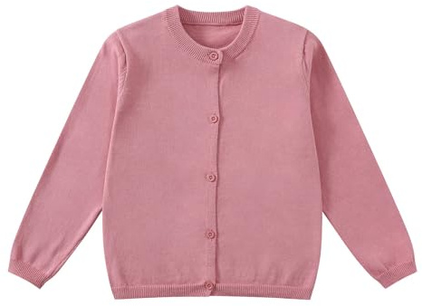 Yunguui Gilet Bambina Bambini Cardigan Maglione Uniforme Scuola Leggero Cotone Girocollo