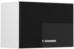 Vicco Hängeschrank R-Line, hängender Küchenschrank, Schwarz Hochglanz/Weiß, 60 cm Flach