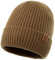 TOP-EX Warme Beanie-Mütze aus 100% Merinowolle mit Fleecefutter für Herren und Damen - Wintermütze für Laufen und Golf, Strickmütze, Wollmützer Camel