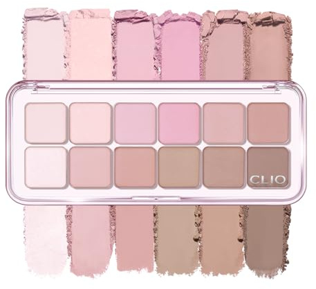 CLIO Pro Eye Palette Air, 12-Color Eye Shadow Palette, Matte Shimmer Mix, Air-Fit Blendable Pigmented Buildable Color, Low Fallout, Cool Mauve Neutral Tone, Daily Korean Makeup (07 LAVENDER STAFF)