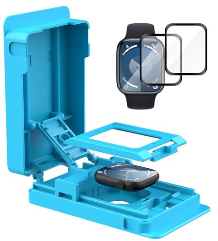 Diruite 2 Piezas Protector Pantalla para Apple Watch Series 9/8/7 41mm Protector Reloj Crista Templado,Anti-Raspado HD para iWatch 41mm Protección Pantalla,Herramientas Instalación,Fácil de Instalar