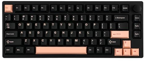 EPOMAKER P75 Wireless Aluminum Mechanical Keyboard, Bluetooth 5.0/2.4GHz/USB-C Hot Swappable Custom Keyboard, Gasket Structure Creamy Switch for PC/Tablet/PS/Xbox (Black, Wisteria Tactile)