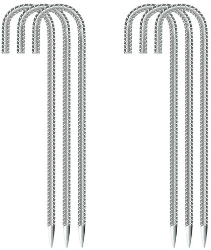 Lot de 6 piquets de sol, piquets de tente, piquets d'ancrage au sol, crochets en J lourds, clous de tente, crochets de trampoline pour sécuriser clôture, tentes, auvents, camping, trampoline, piquets
