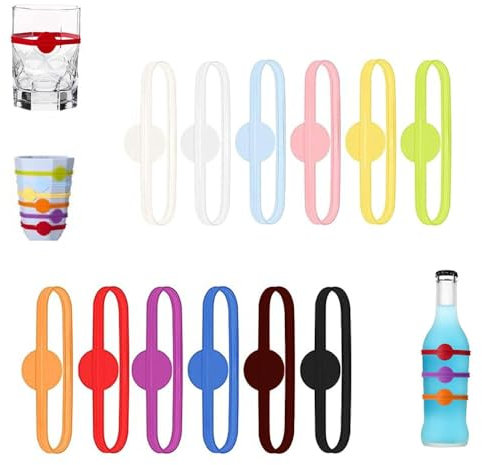 Marque Verre à Vin 12 Pièces Marque Verre Marqueur de Verres,Marque-verres Colorés Silicone,Identificateur Verre Marqueurs à Boisson pour Diverses Tasses Verre à Vin