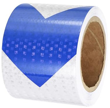 PATIKIL Ruban Réfléchissant Adhésif Flèche Bleu Blanc 1 Rouleau 10cm x 20 Mètres Ruban Adhésif Réfléchissant de Sécurité Imperméable pour Camions, Remorques, Voitures