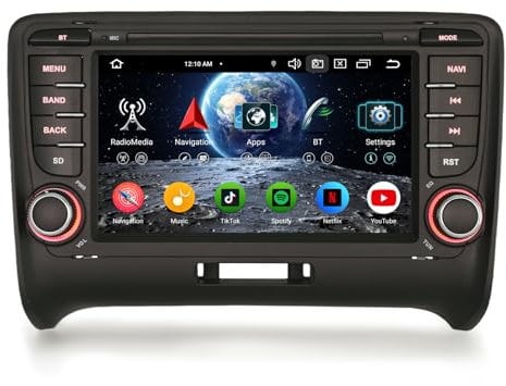 Erisin 8-Kern 4GB RAM+64GB ROM Android 14 Autoradio GPS Navi für Audi TT MK2 7 Zoll IPS Touchscreen Unterstützt Kabelloses CarPlay Android Auto DAB+ Radio DSP Bluetooth 5.0 A2DP WiFi OBD2 SWC Canbus