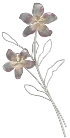 formano Wand-Zweig 3D Blume 55cm - Handbemaltes Metall Wandbild Wanddekoration perlmuttfarbene Blumen Deko für Wohnzimmer Schlafzimmer Flur Wandbehang zum hängen Wandblume
