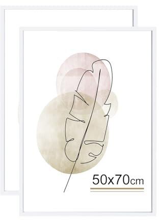 kennethan Bilderrahmen 50x70 Weiß Holz Fotorahmen 2er Set Holzrrahmen Puzzlerahmen mit Acrylglas zum aufhängen und aufstellen Benutzt für Wohnzimmer, Schlafzimmer, Arbeitszimmer