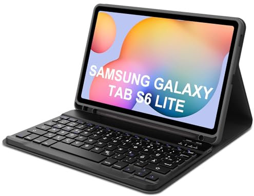 Occtingkind-Kabellose Bluetooth Tastatur für iPad/Android-Tablets, Deutsches Layout QWERTZ, Magnetische Tastatur, für iPad/Samsng Galaxy Tab/Lenovo Tab, ultraleichtes Keyboard, Schwarz