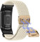 Niboow Nylon Armband für Fitbit Charge 5 / Charge 6, Herren Damen Ersatzband Uhrenarmband, Nylon Geflochtenes Magnetisch Ersatzarmbänder Kompatibel mit Fitbit Charge 5 / Charge 6 - Weiß