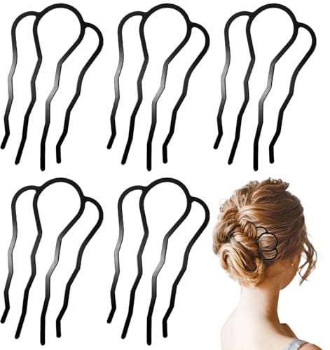 Hair Fork, 6 PCS 4-Tooth Metal French Side Combs Hair Prong Vintage French Twist Comb Styling Tool Accessories for Women