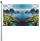 Drapeau des îles de Norvège pour l'extérieur quatre saisons Drapeau de vacances double face avec boutonnière Fond décoratif Fournitures de fête