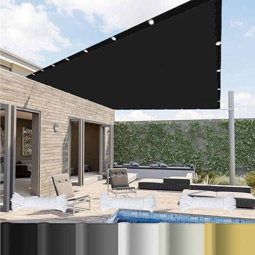 Vela Parasole Rettangolare 4 x 6 m Impermeabile Vela da Giardino Tenda in Poliestere per Esterno, Giardino e Terrazza, Piscina, Nero